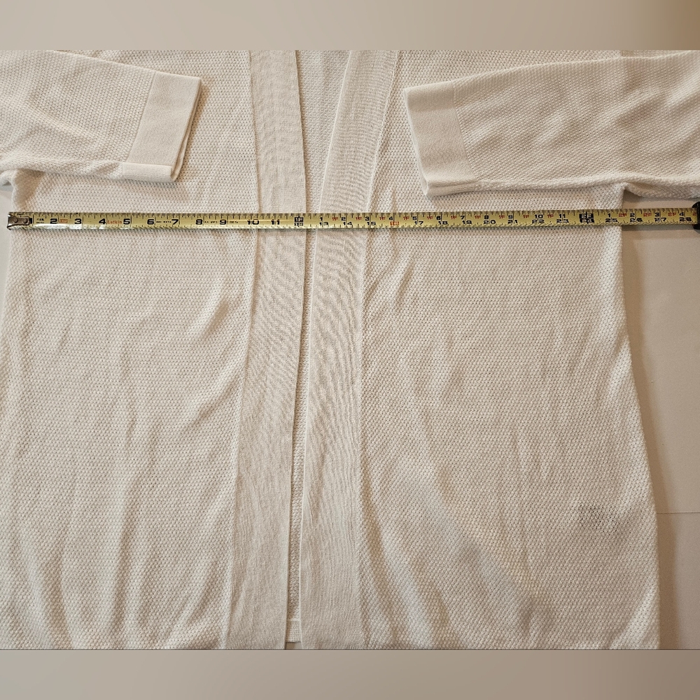 Chico's Linen Cotton Long Cardigan Textured White Lightweight XXL Layering - Picture 9 of 9
